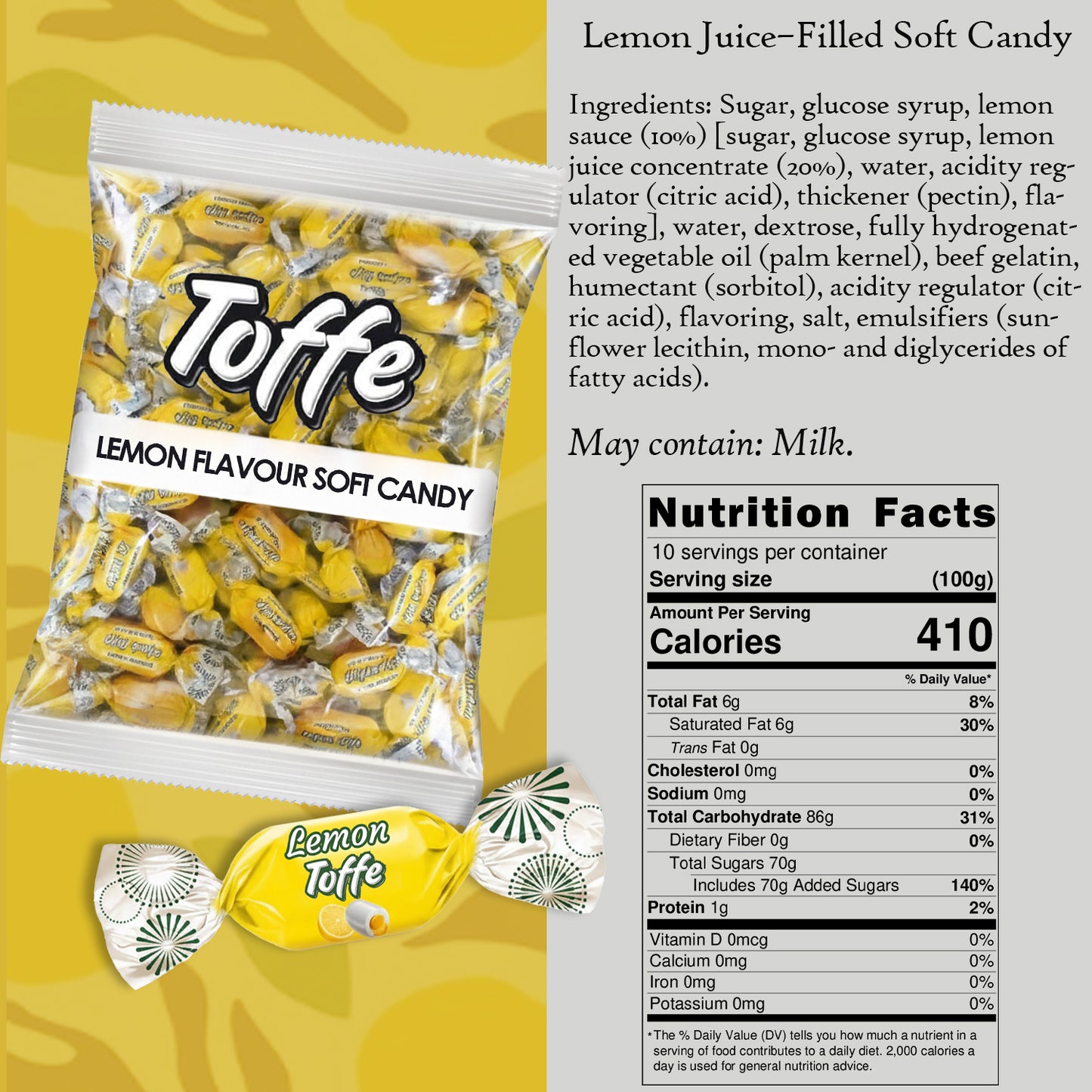 Lemon Soft Candy| Individually Wrapped | 2.2 lb
