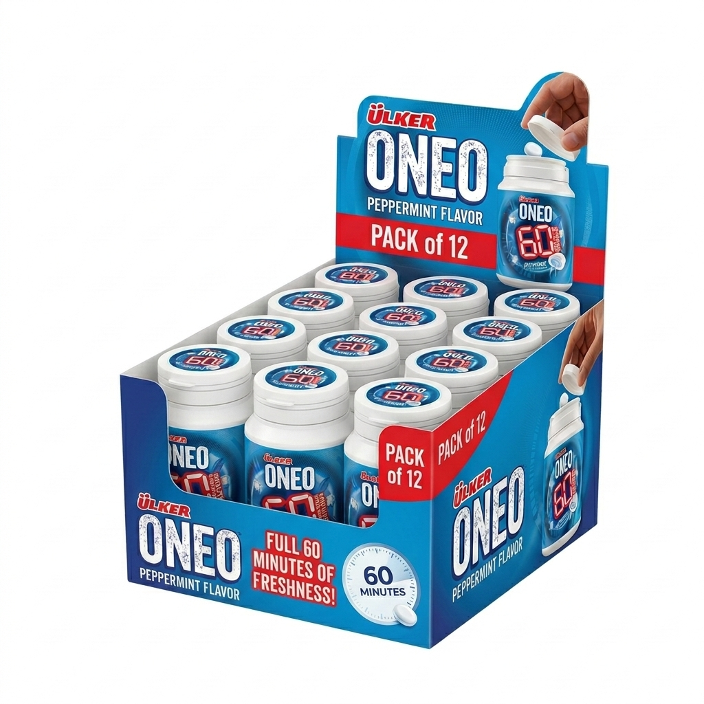 Oneo Sugar Free Peppermint Chewing Gum – 12 Resealable Jars