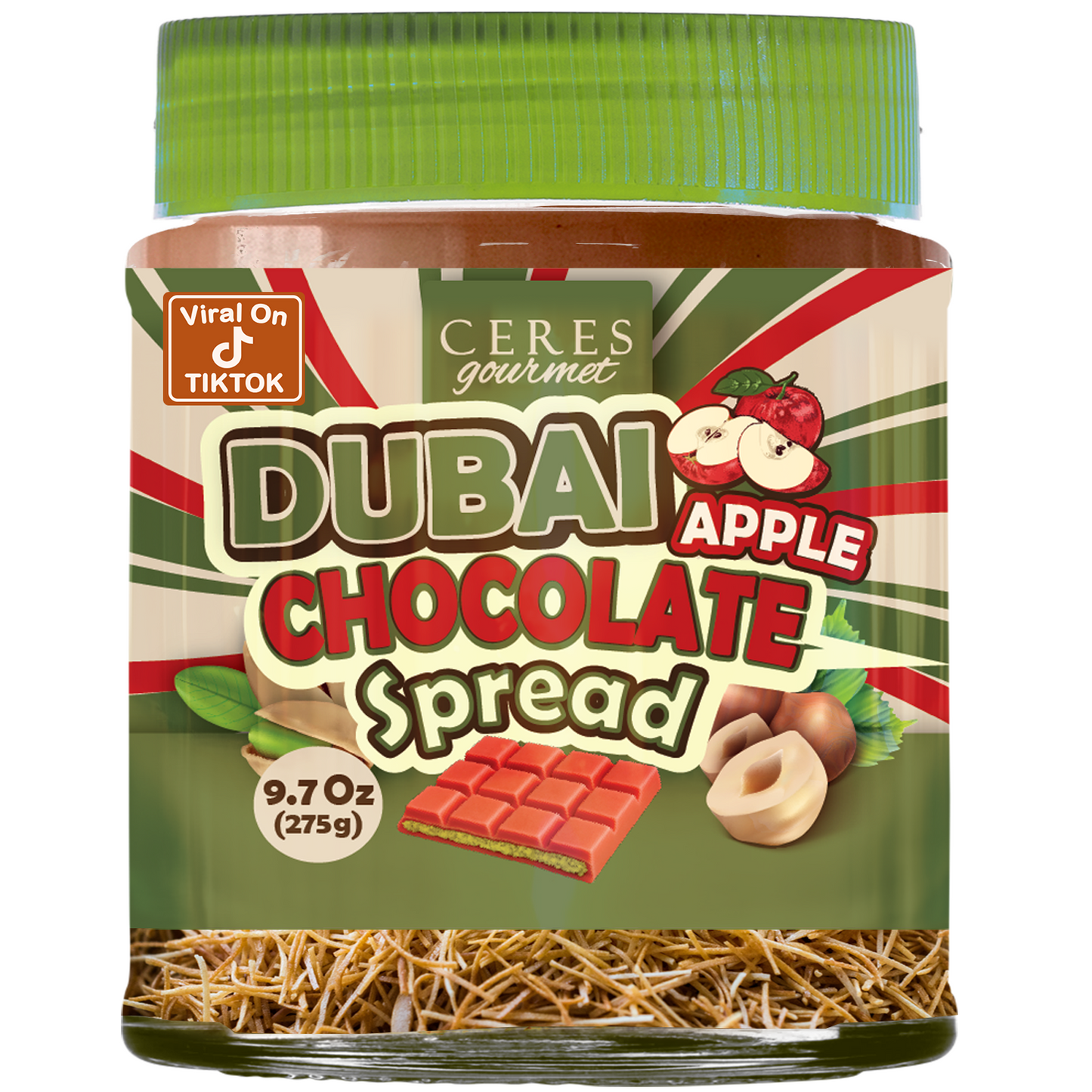 Dubai Chocolate Spread with Real Freeze-Dried Fruit Chunks – 9.7 oz