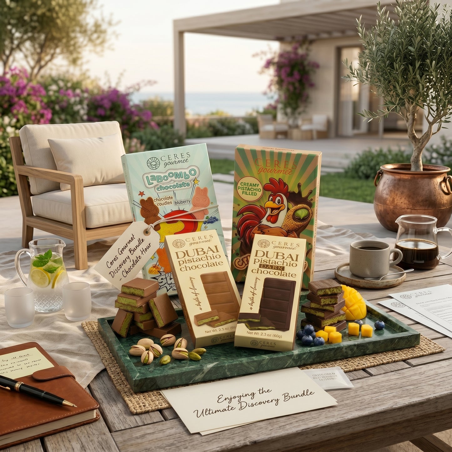 Ceres Gourmet Ultimate Dubai Chocolate Gift Set: Trio Bars & Viral Drumstick