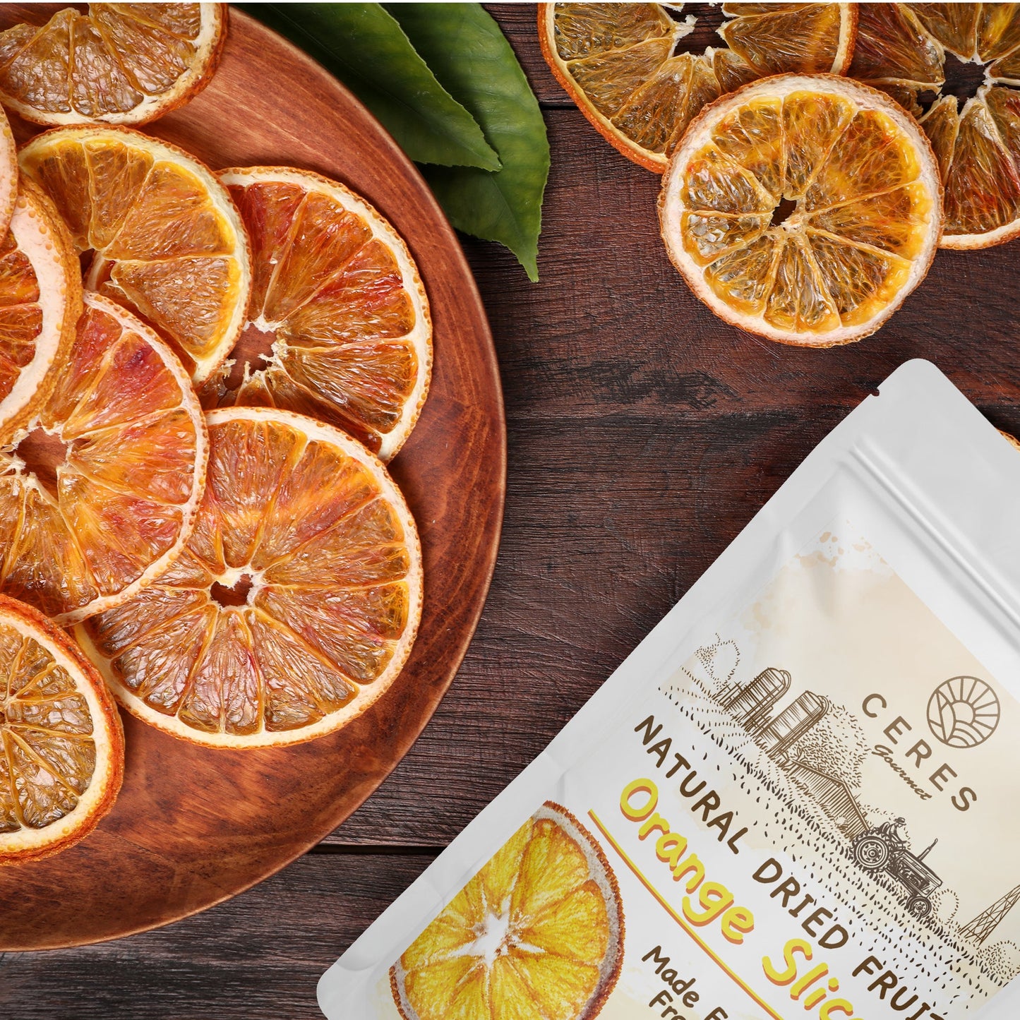 Dried Orange Slices for Cocktail Garnish (30 to 35 Slices) 3.5 Oz, Dehydrated Orange Wheels for Cake, Cooking, Decoration, Christmas Decor, Natural Sun Dried Citrus Fruit - Ceres Gourmet