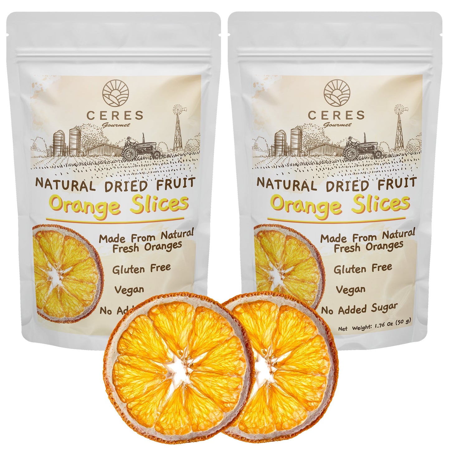 Dried Orange Slices for Cocktail Garnish (30 to 35 Slices) 3.5 Oz, Dehydrated Orange Wheels for Cake, Cooking, Decoration, Christmas Decor, Natural Sun Dried Citrus Fruit - Ceres Gourmet