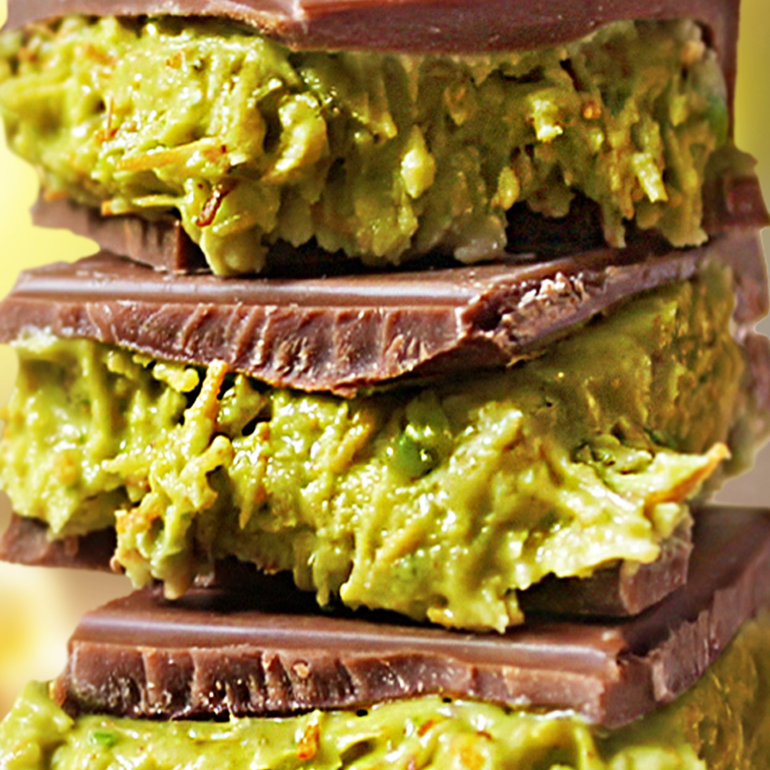 Close-up of Ceres Gourmets Special Viral Dubai Chocolate Pistachio Bar 7oz, showcasing rich layers of chocolate and pistachio filling, elegantly presented in a signature box.