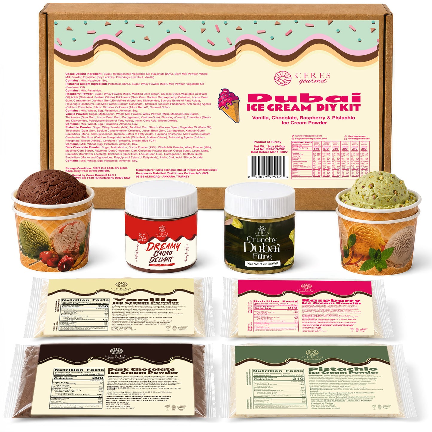 Ceres Gourmet Dubai Chocolate Ice Cream DIY Kit