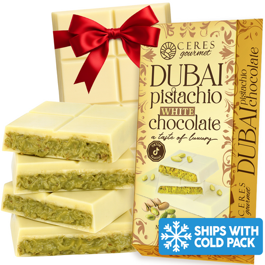 White Dubai Chocolate Crispy Knafeh Pistachio Bar 7oz
