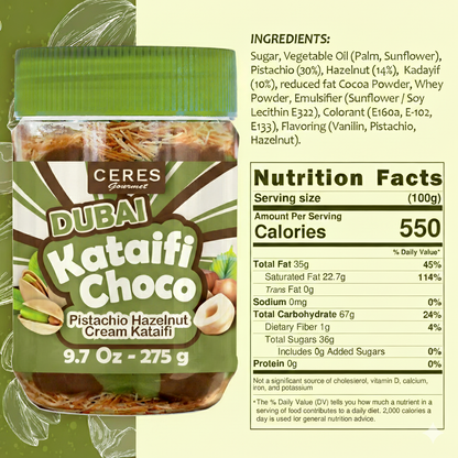 Dubai Spreadable Chocolate and Pistachio with Kataifi - 9.7 oz
