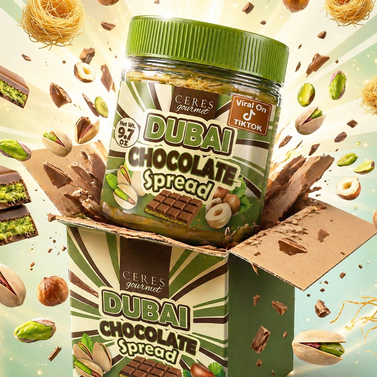 Dubai Spreadable Chocolate and Pistachio with Kataifi - 9.7 oz