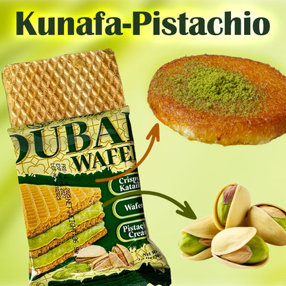 Dubai Chocolate Pistachio Wafer, 6 Pcs in Individually Pack