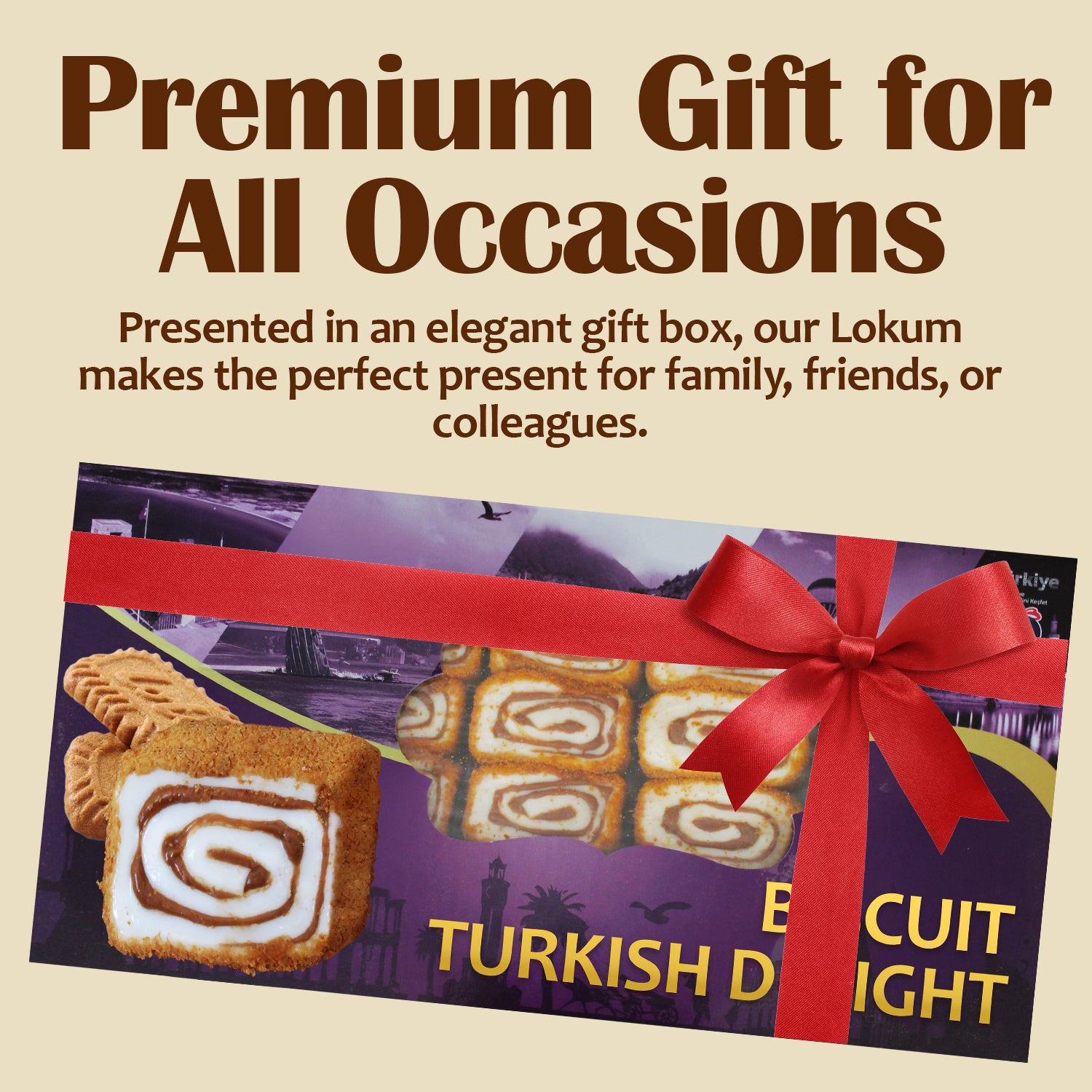 Ceres Gourmet Turkish Delight Candy Gift Box with Oreo & Lotus flavors is an authentic Lokum treat, beautifully wrapped and perfect for gifting to family, friends, or colleagues on any occasion.