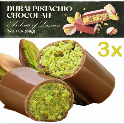 Dubai Pistachio Chocolate with pistachios and chocolate shell on a white background