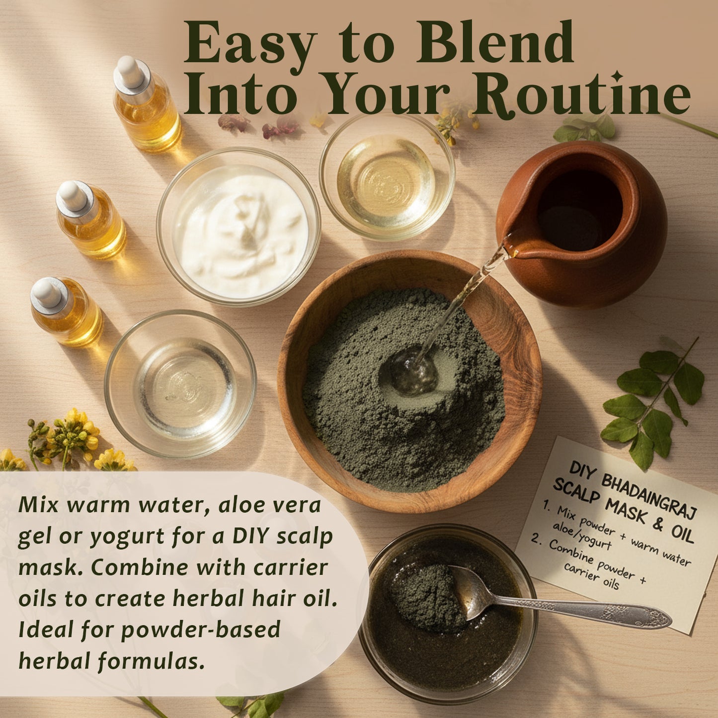 Bhringraj Powder 8 oz – Pure Eclipta Alba for Ayurvedic Hair Care & DIY Masks