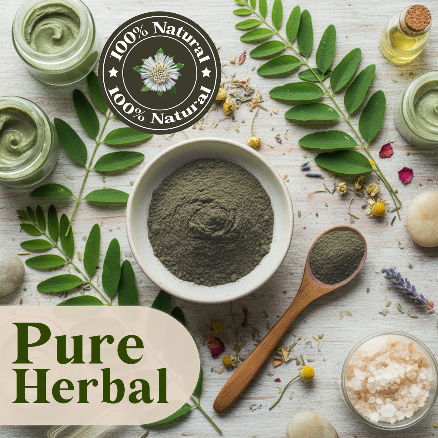 Bhringraj Powder 8 oz – Pure Eclipta Alba for Ayurvedic Hair Care & DIY Masks