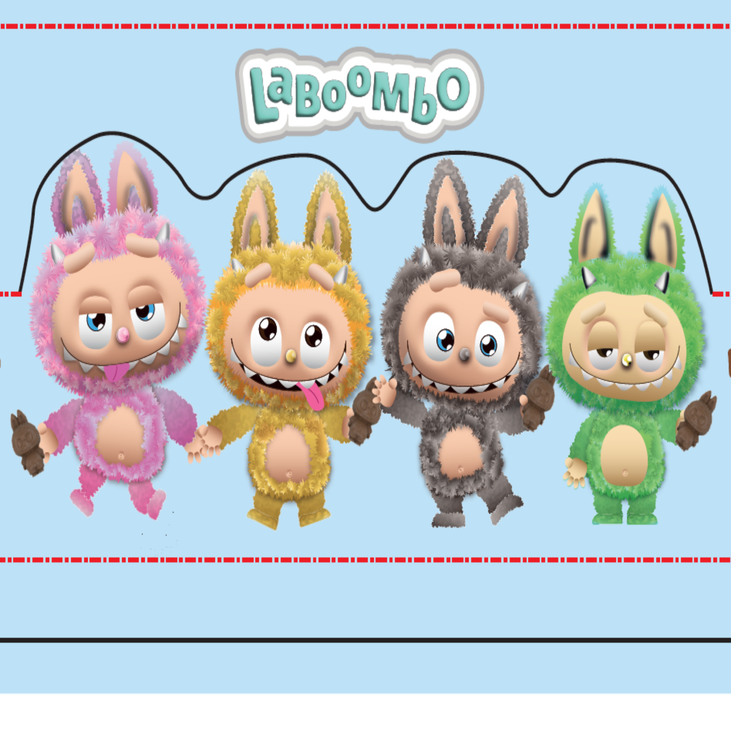 Four colorful cartoon characters in animal costumes with 'La Boom Bo' branding on a blue background.