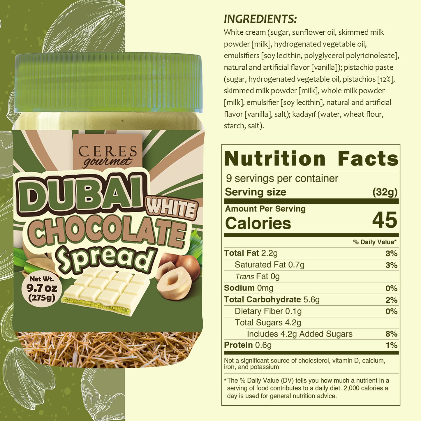 Dubai White Chocolate Spread Jar 9.7 oz