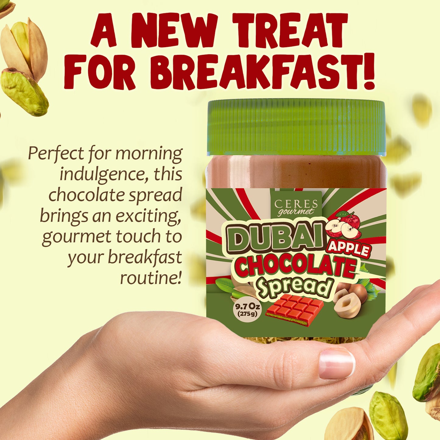 Dubai Chocolate Spread with Real Freeze-Dried Fruit Chunks – 9.7 oz