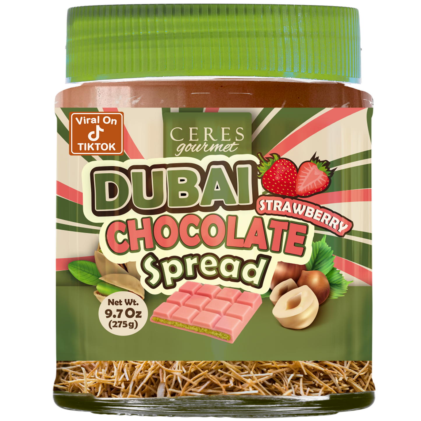 Dubai Chocolate Spread with Real Freeze-Dried Fruit Chunks – 9.7 oz