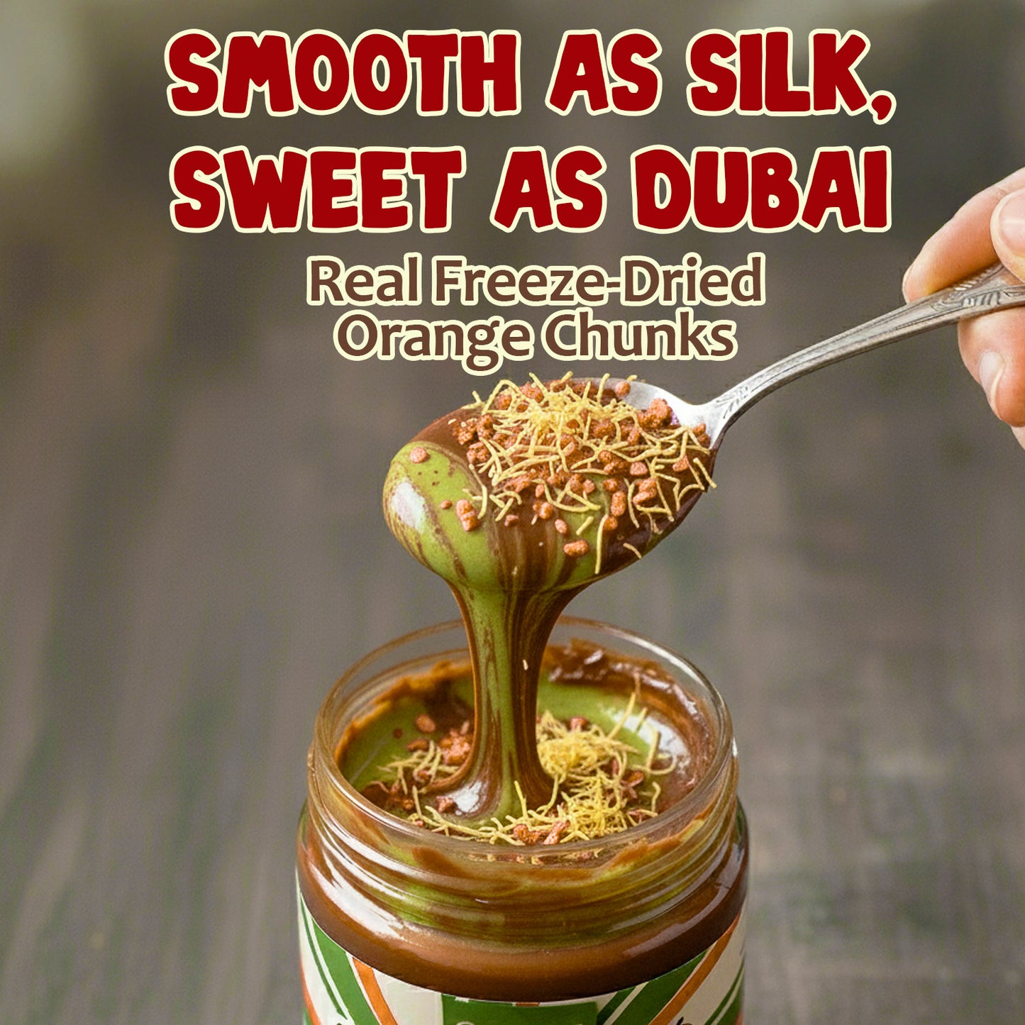 Dubai Chocolate Spread with Real Freeze-Dried Fruit Chunks – 9.7 oz