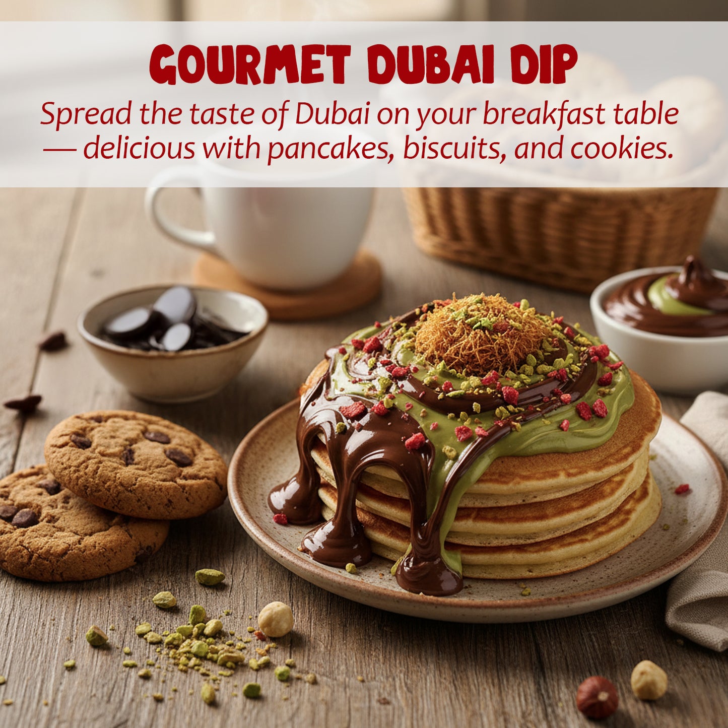 Dubai Chocolate Spread with Real Freeze-Dried Fruit Chunks – 9.7 oz