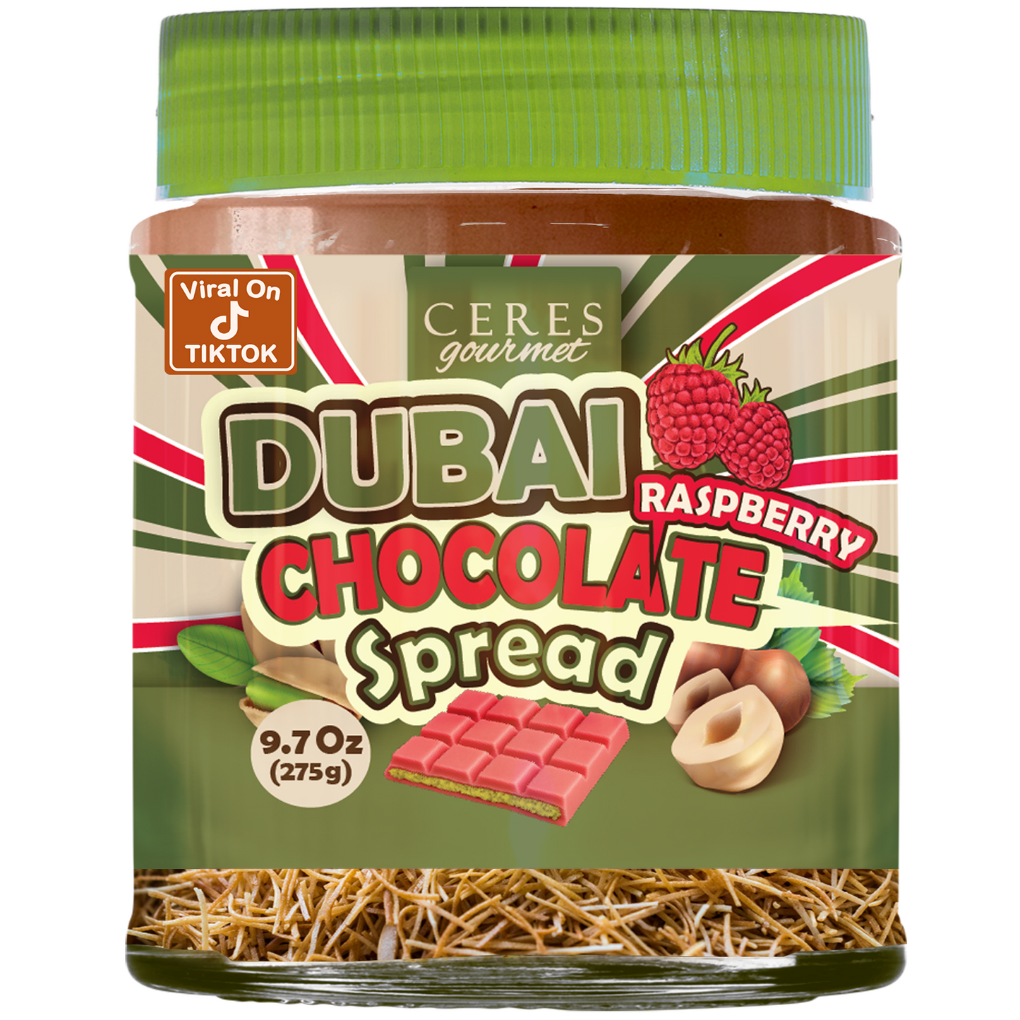 Dubai Chocolate Spread with Real Freeze-Dried Fruit Chunks – 9.7 oz