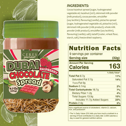 Dubai Chocolate Spread with Real Freeze-Dried Fruit Chunks – 9.7 oz