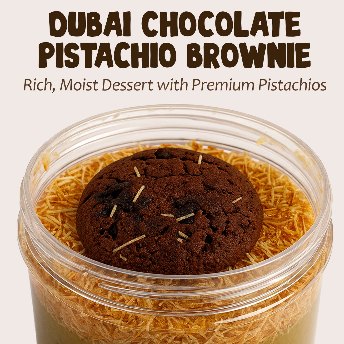 Dubai Chocolate Pistachio Brownie Cake – 14.1 oz