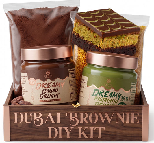 Dubai Brownie DIY Kit -Brownie Powder Mix & Pistachio and Chocolate Cream & Roasted Kataifi