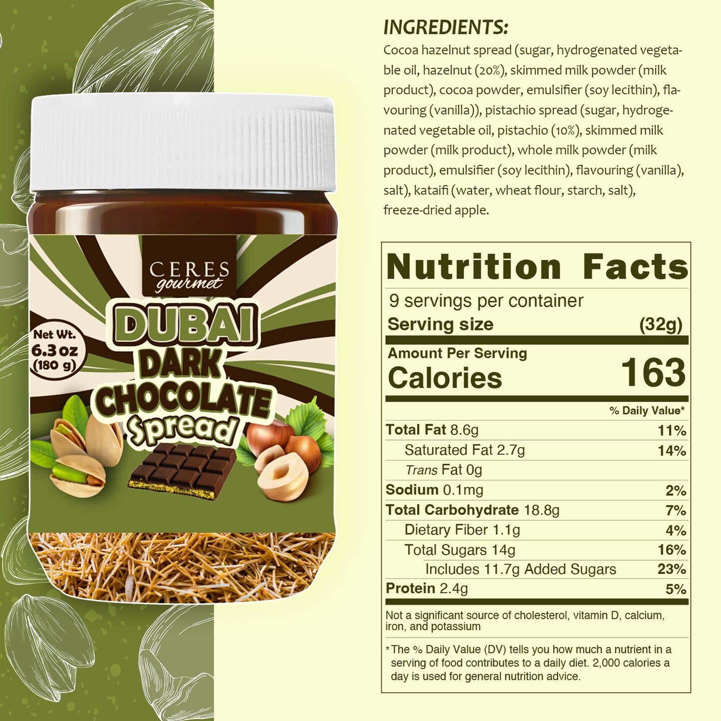 Dark Dubai Chocolate Spread 6.35 oz