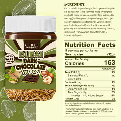 Dark Dubai Chocolate Spread 6.35 oz