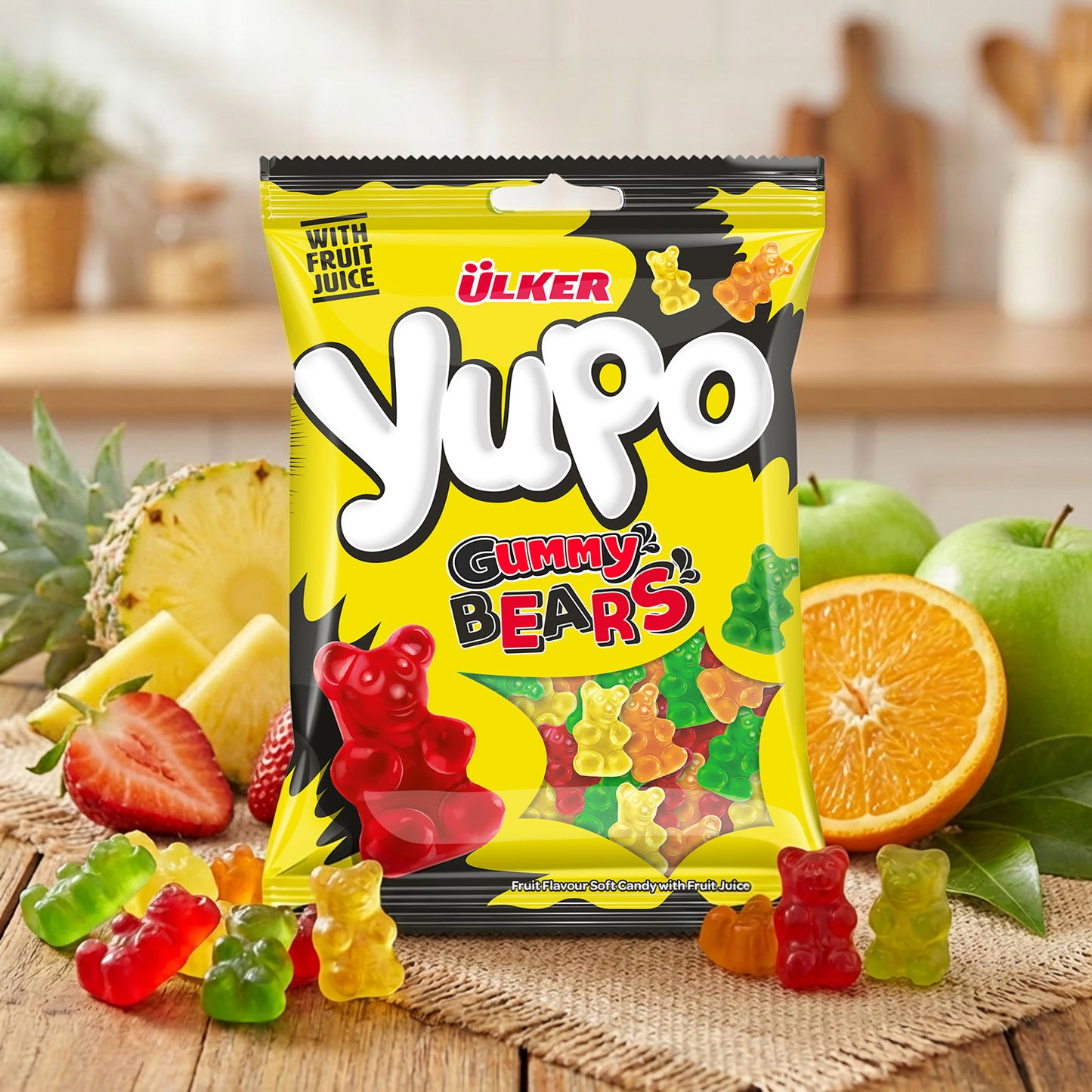 Gummy Bears – 2.2 lb (1 kg) Bulk Bag | Soft & Chewy Fruit Juice Gummy Candy