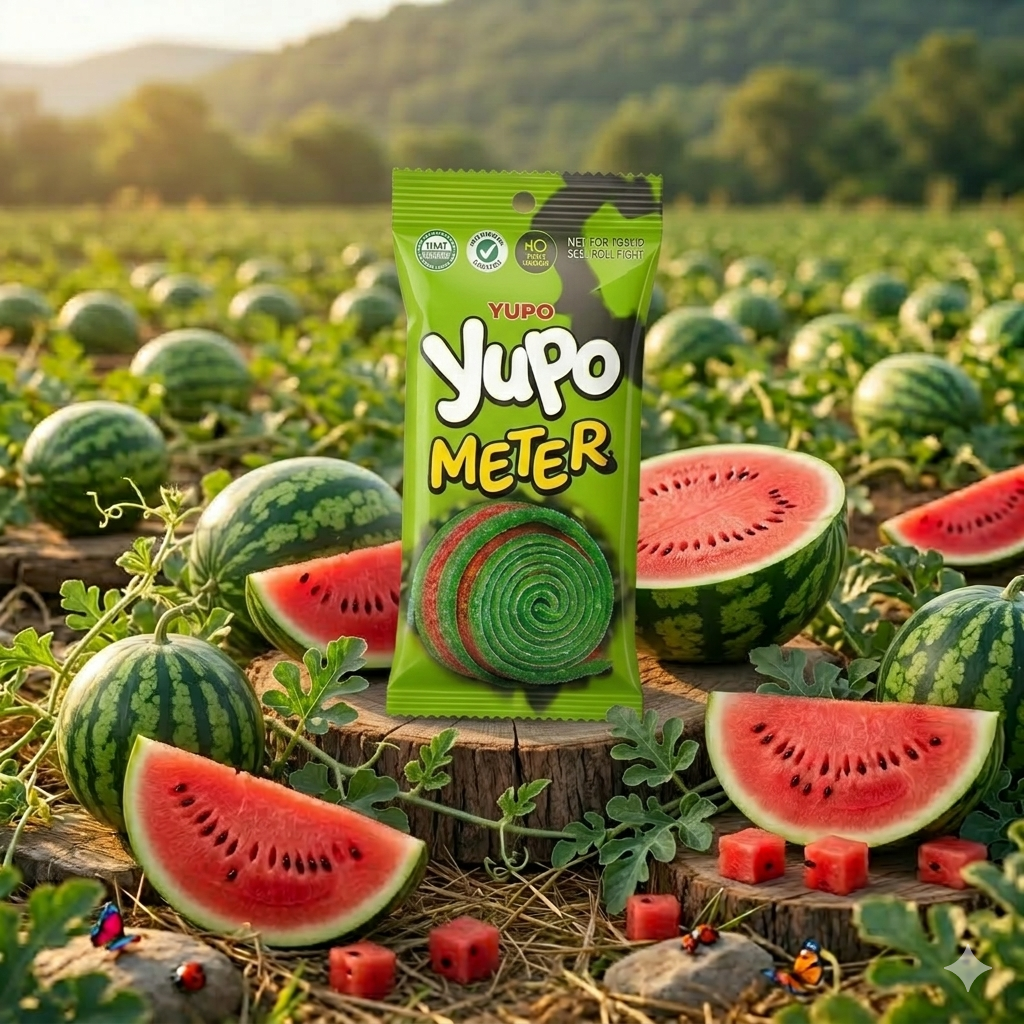 Yupo Meter package with watermelons in a field