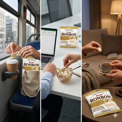 Collage of people enjoying Unzen Bonbon in various settings.