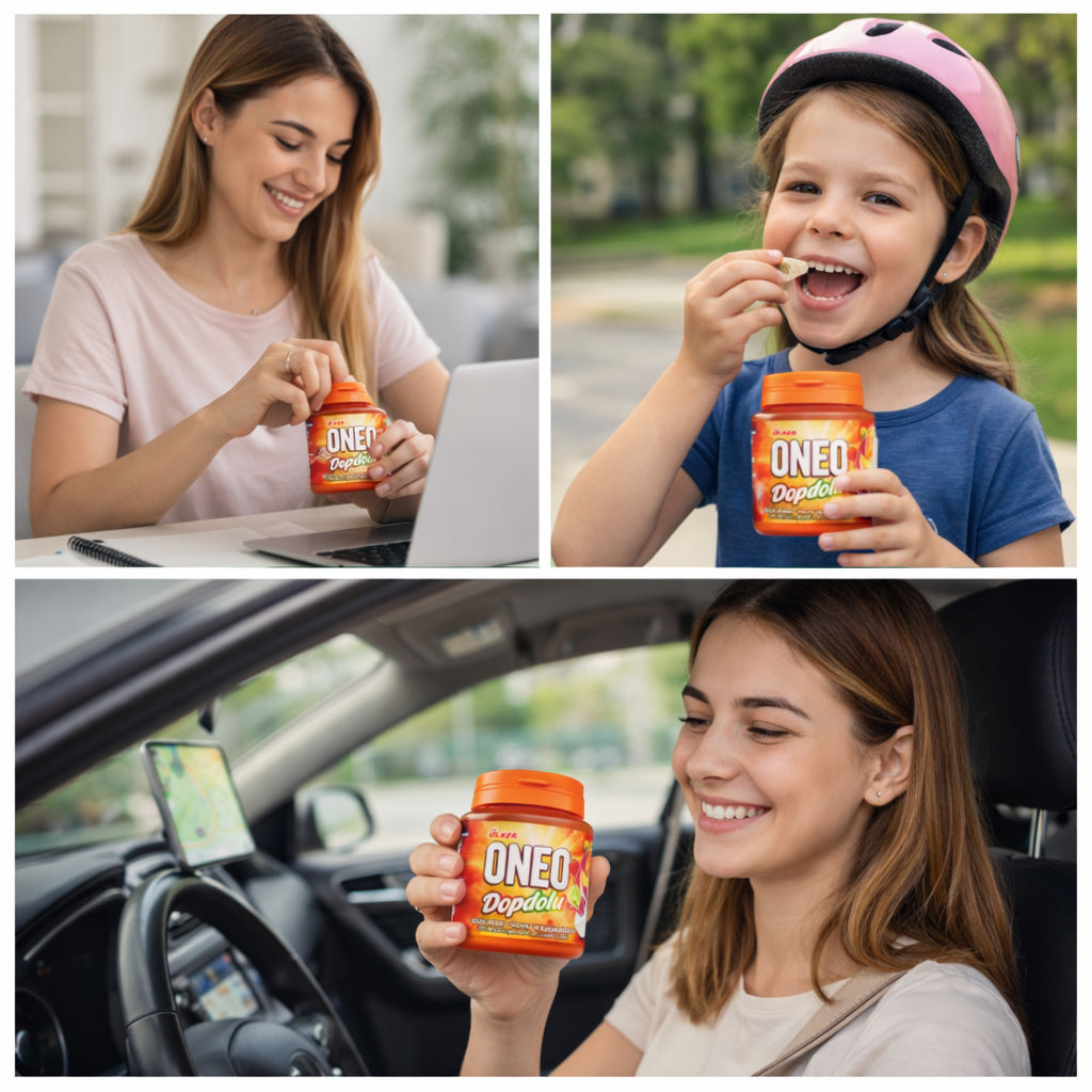 Collage of people holding a ONEO product in various settings