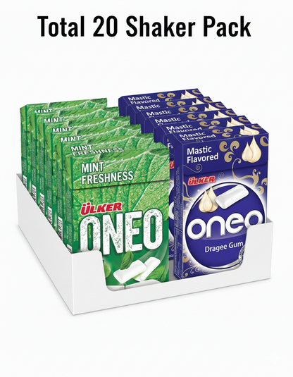 Display of Ulner Oneo mint and mastic flavored gummy packages.