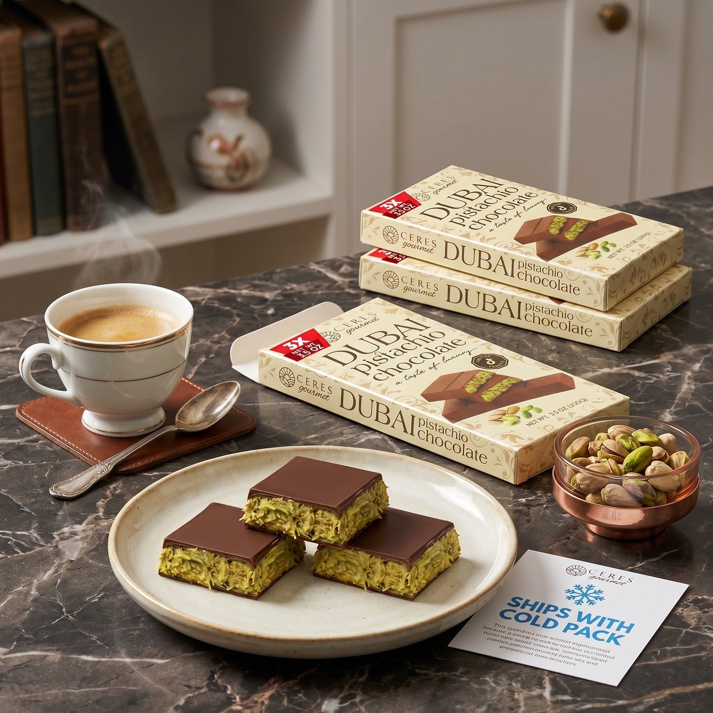 Viral Dubai Pistachio Chocolate Bar with Crunchy Kataifi - 3 Pack (3x100g)