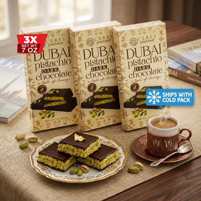 JUMBO Viral Dubai Pistachio Dark Chocolate Bar - Extra Thick 7oz (200g) - 3 Pack