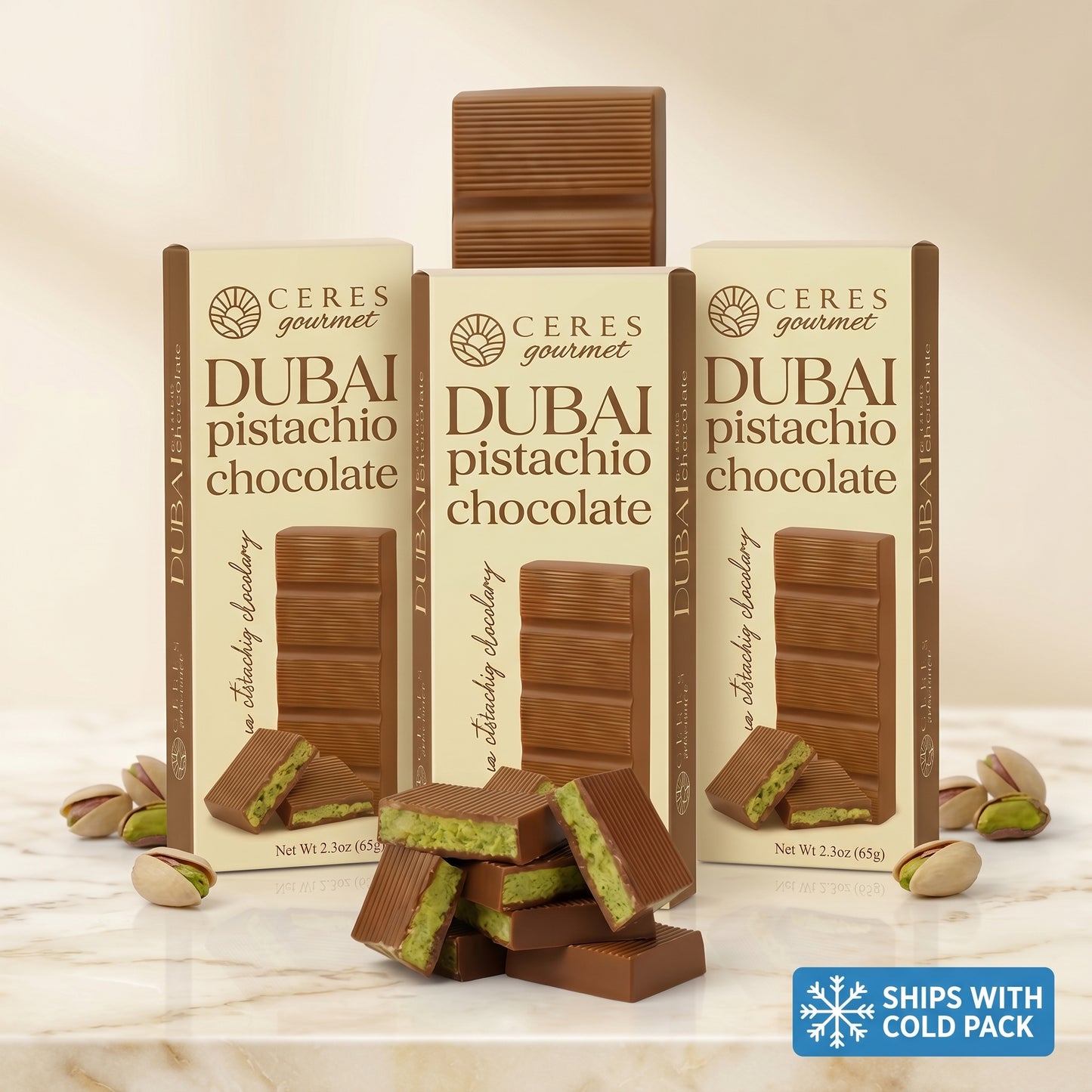 Ceres Gourmet Ultimate Dubai Pistachio Chocolate Collection (3-Pack Bundle)