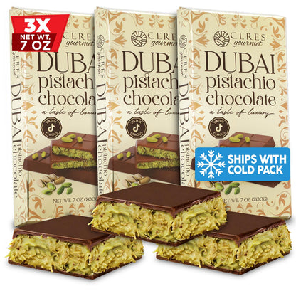 JUMBO Viral Dubai Pistachio Milk Chocolate Bar - Extra Thick 7oz (200g) - 3 Pack