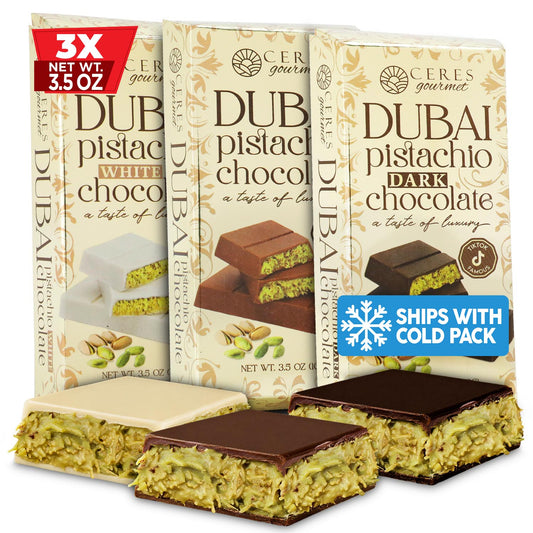 Dubai Chocolate Kataifi and Pistachio - Dark & White & Milky - 3.5 oz