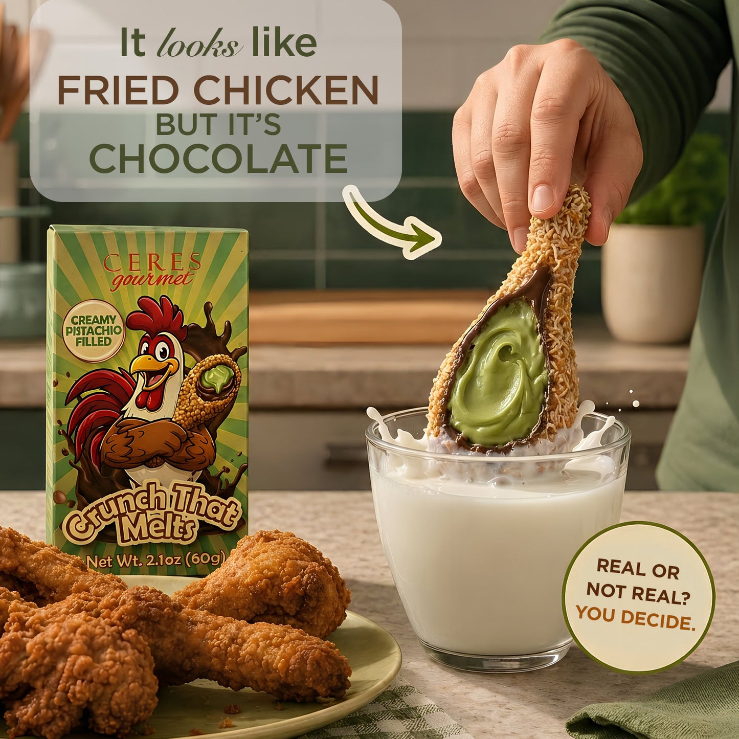Ceres Gourmet Dubai Chocolate Drumstick: Pistachio & Kataifi (60g)