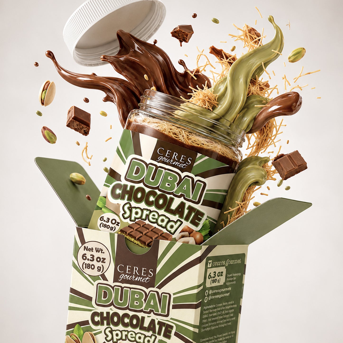 Dubai Chocolate Spread – 6.35 oz for Breakfast, Snacks, and Desserts