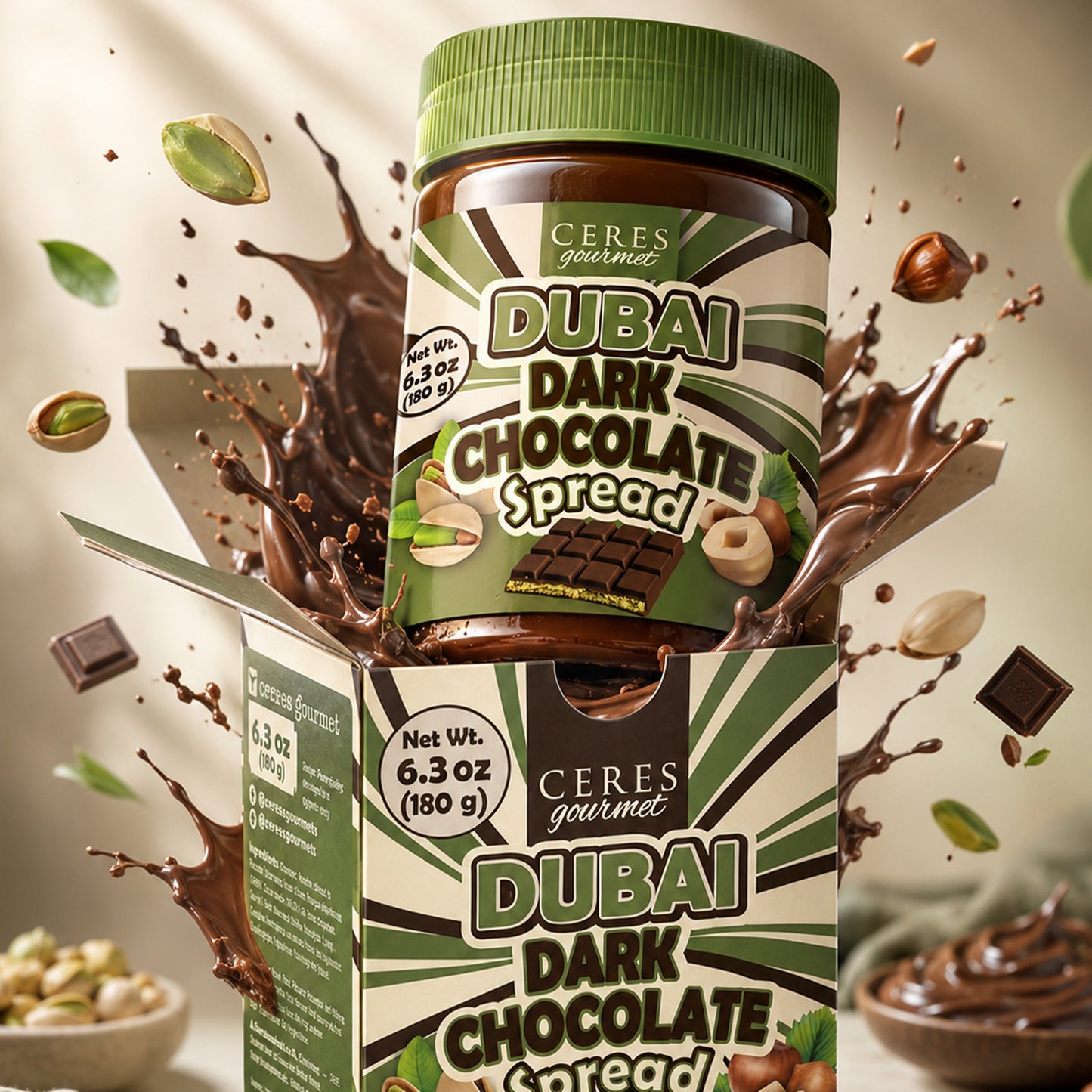 Belgian Dark Dubai Chocolate Kataifi Spread 6.35 oz