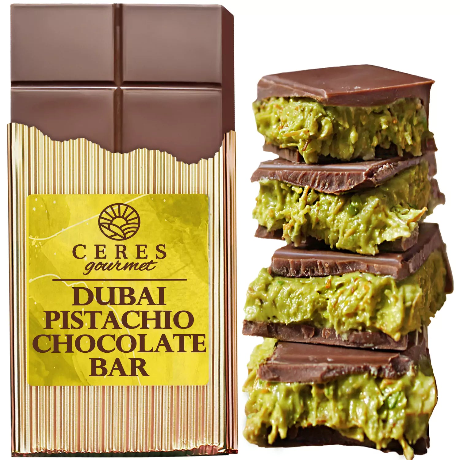 Special Viral Dubai Chocolate Pistachio Crispy Bar 7oz with ElegantBox