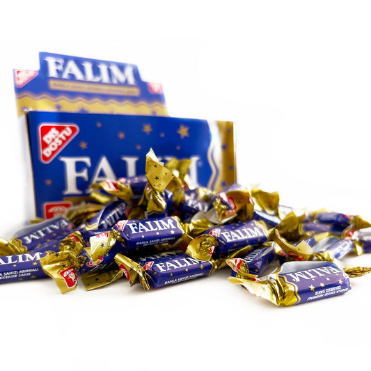 FALIM candies with packaging on a white background