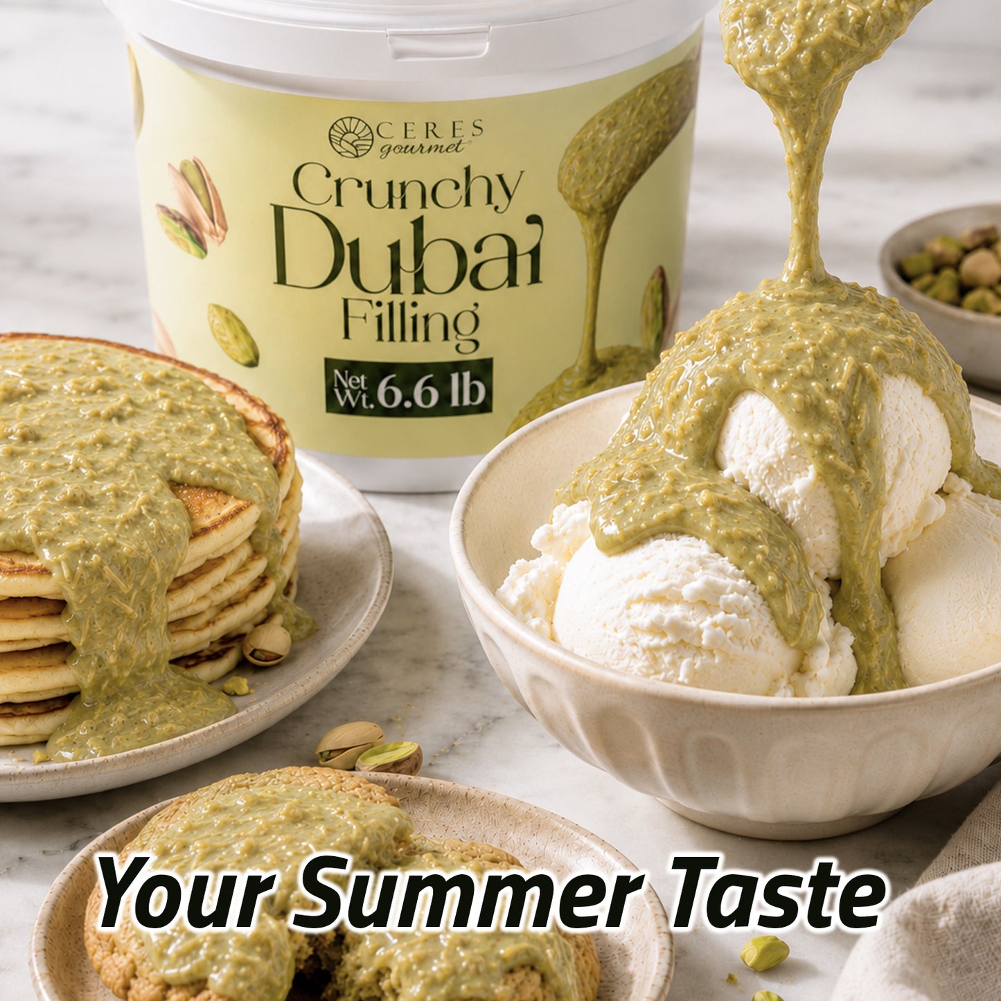 Premium Pistachio & Kataifi Filling – For Dubai Chocolate Creations – 2.2 lb and 6.6 lb