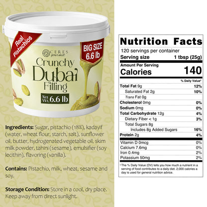 Premium Pistachio & Kataifi Filling – For Dubai Chocolate Creations – 2.2 lb and 6.6 lb