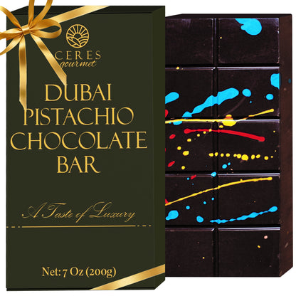 Dark Chocolate Dubai Crispy Knafeh Pistachio Bar 7oz