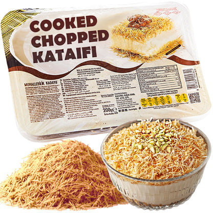 Cooked & Chopped Kataifi for Dubai Chocolate, Ready-to-Use Shredded Topping for Desserts, Crushed Kataifi, Vacuum-Sealed Kadayif Pastry for Freshness, (7oz)