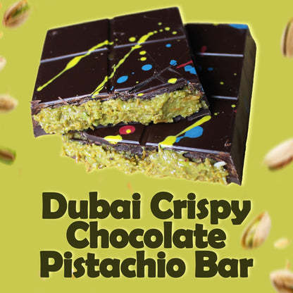 Dark Chocolate Dubai Crispy Knafeh Pistachio Bar 7oz | Kunafa Chocolate Delight | Crunchy Chocolate with Rich Pistachio Kunafe Filling | Gourmet Dessert Gift