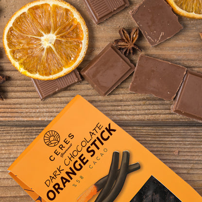 Dark Chocolate Covered Orange Peel Sticks 2 Packs 8.46 Oz - Premium Quality Candied Orange Peel Slices Covered with Dark Chocolate, Delicious Sweet Yummy Chocolate Coated Fruit Candy 8.46 Oz