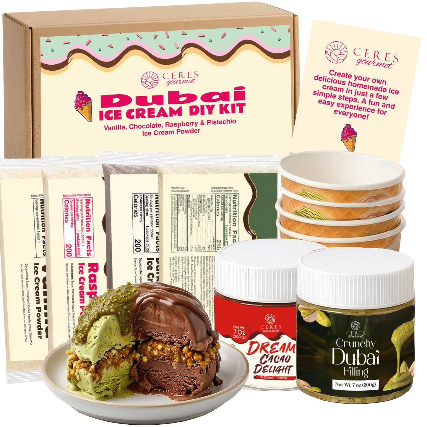 Ceres Gourmet Dubai Chocolate Ice Cream DIY Kit